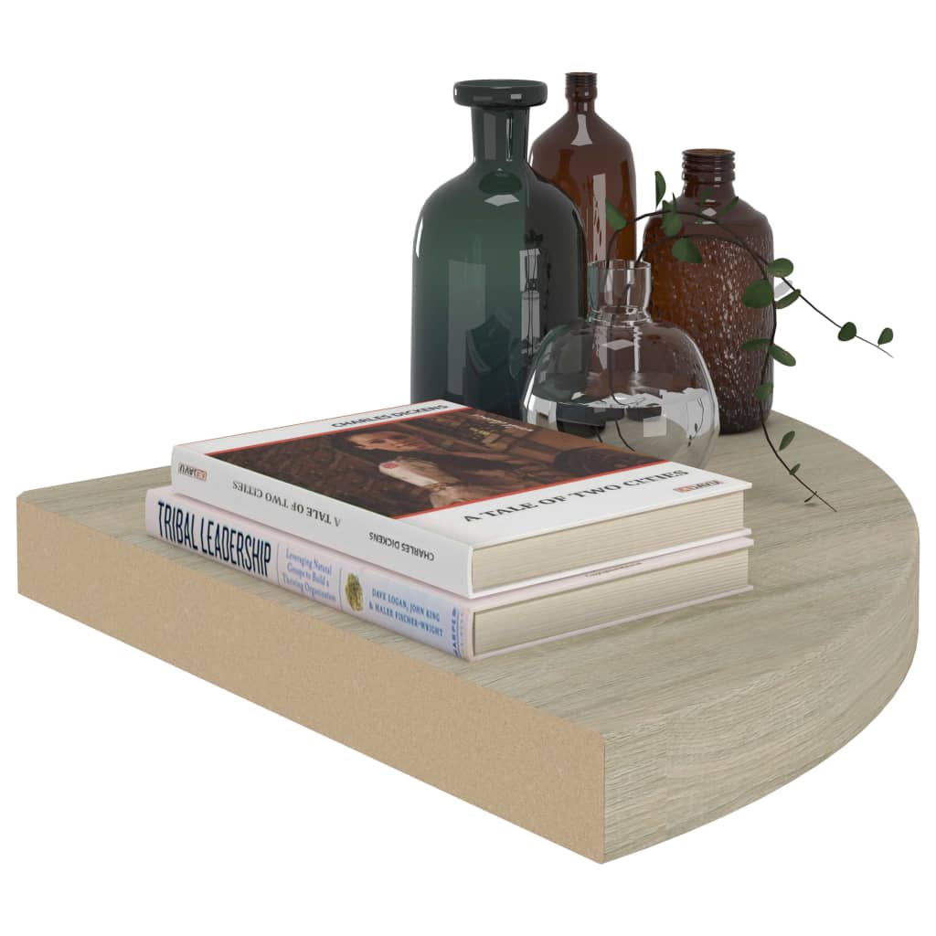 Hjørne svævende hylder 2 stk Eg look 35x35x3,8 cm MDF