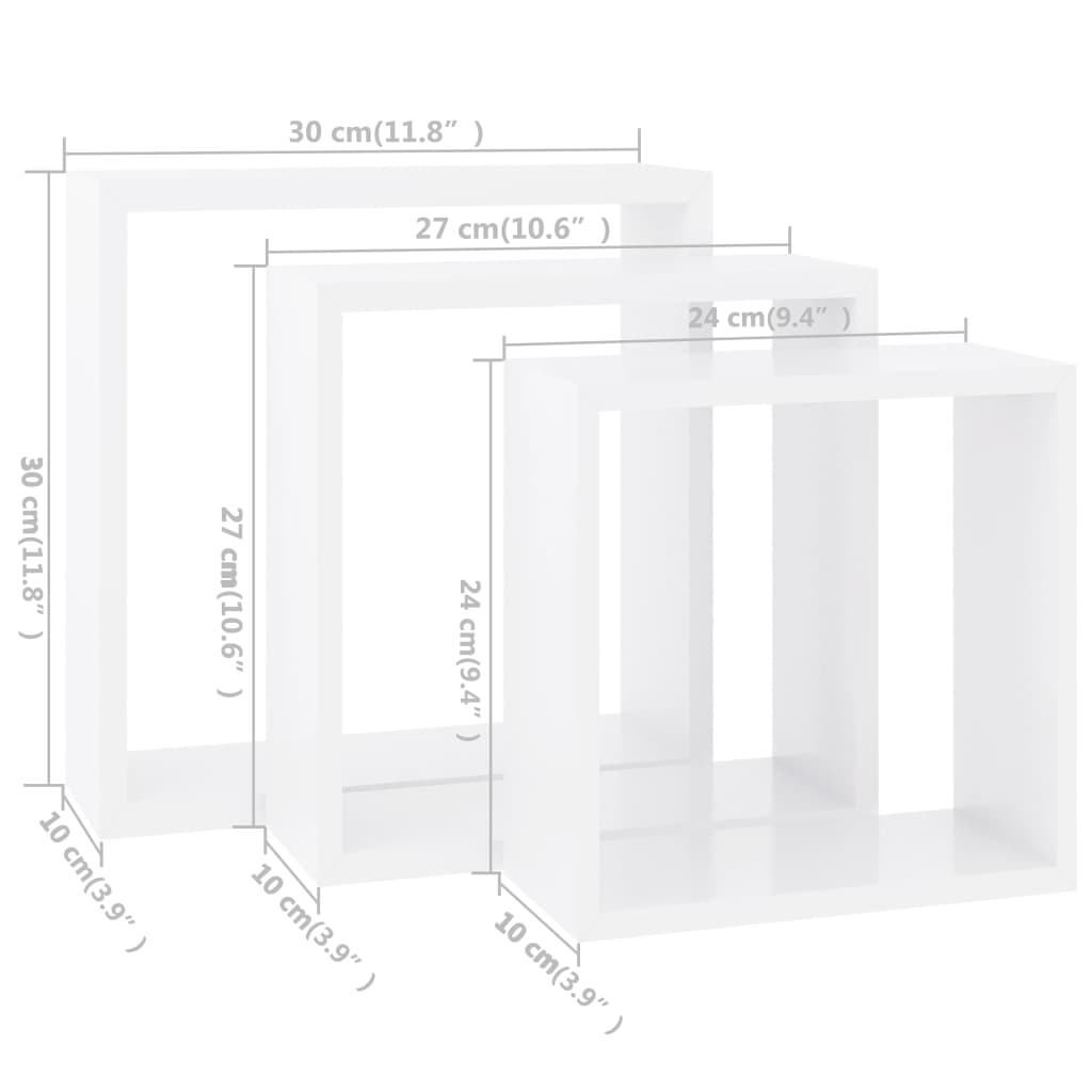 Würfelregale 3 Stk. Weiß MDF