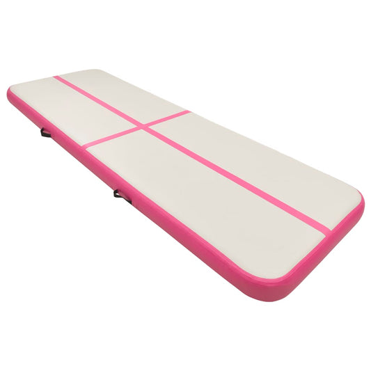 Aufblasbare Gymnastikmatte mit Pumpe 400x100x20 cm PVC Rosa