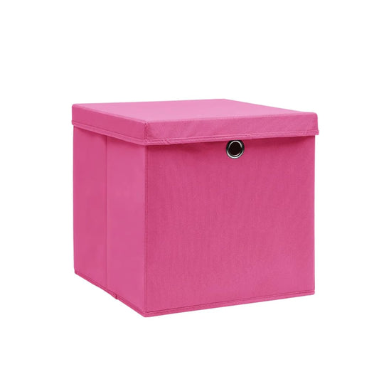 Aufbewahrungsboxen mit Deckeln 10 Stk. 28x28x28 cm Rosa