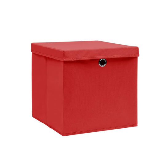 Aufbewahrungsboxen mit Deckeln 10 Stk. 28x28x28 cm Rot
