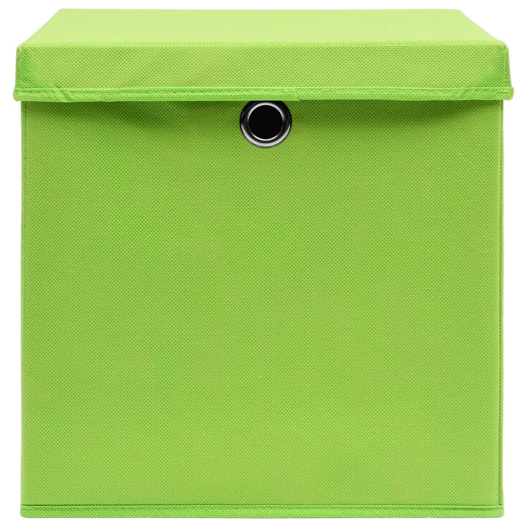 Aufbewahrungsboxen mit Deckeln 10 Stk. 28x28x28 cm Grün
