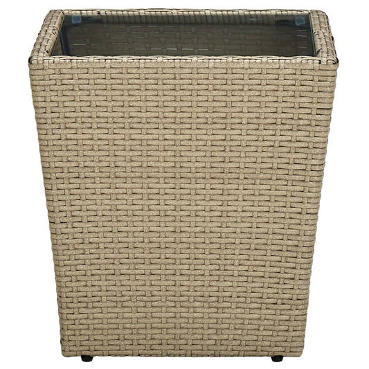 Beistelltisch Beige 41,5x41,5x44 cm Poly Rattan und Hartglas