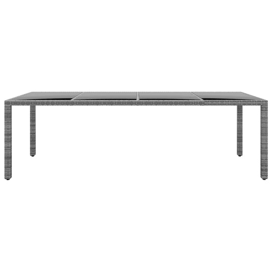 Gartentisch 250x100x75 cm Hartglas und Poly Rattan Grau