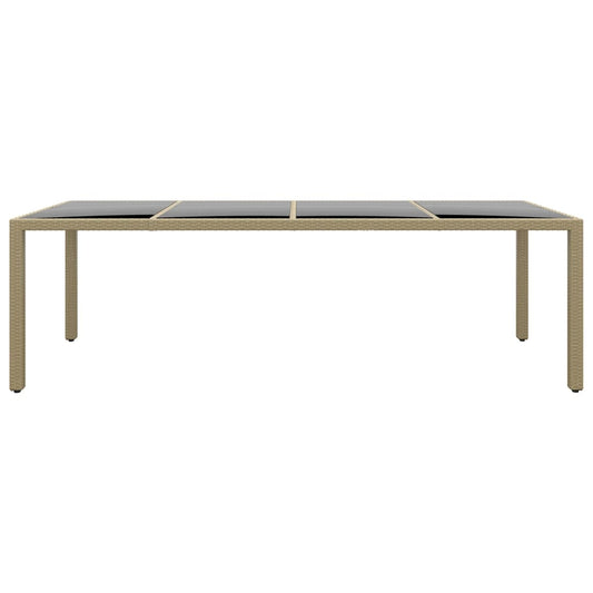 Gartentisch mit Glasplatte Beige Poly Rattan