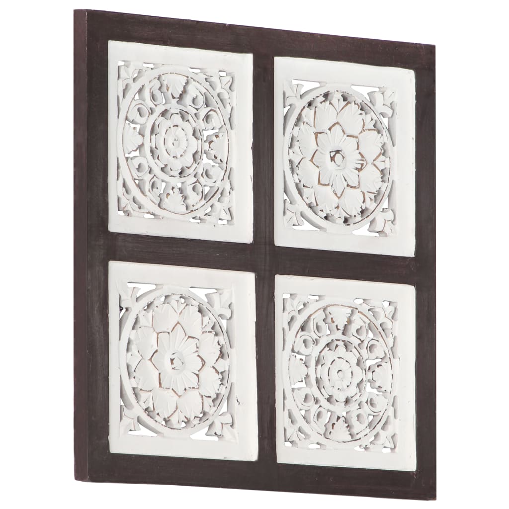 Handgeschnitztes Wandpaneel MDF 40x40x1,5 cm Braun und Weiß