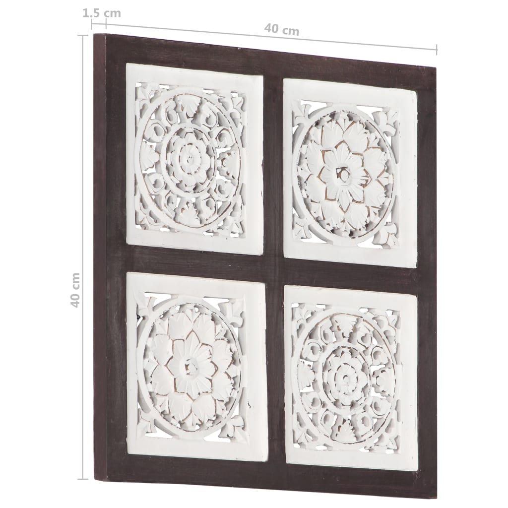 Handgeschnitztes Wandpaneel MDF 40x40x1,5 cm Braun und Weiß