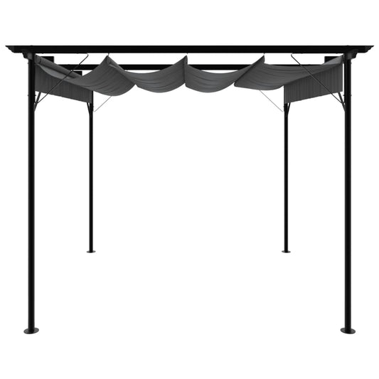 Pergola mit Ausziehbarem Dach Anthrazit 3x3 m Stahl 180 g/m²