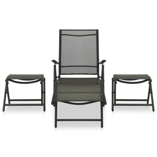 3-tlg. Garten-Lounge-Set Textilene und Aluminium Schwarz