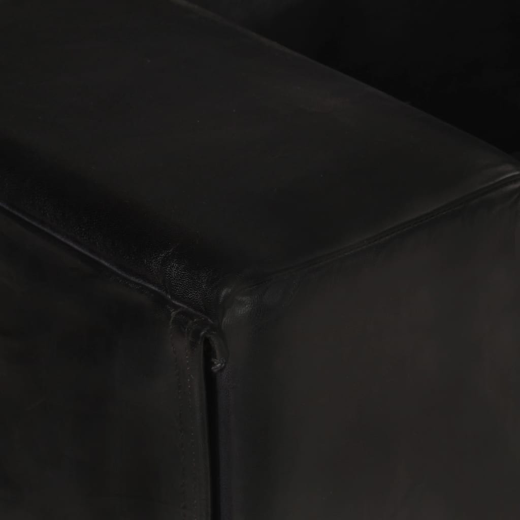 2-Sitzer-Sofa Schwarz Echtleder