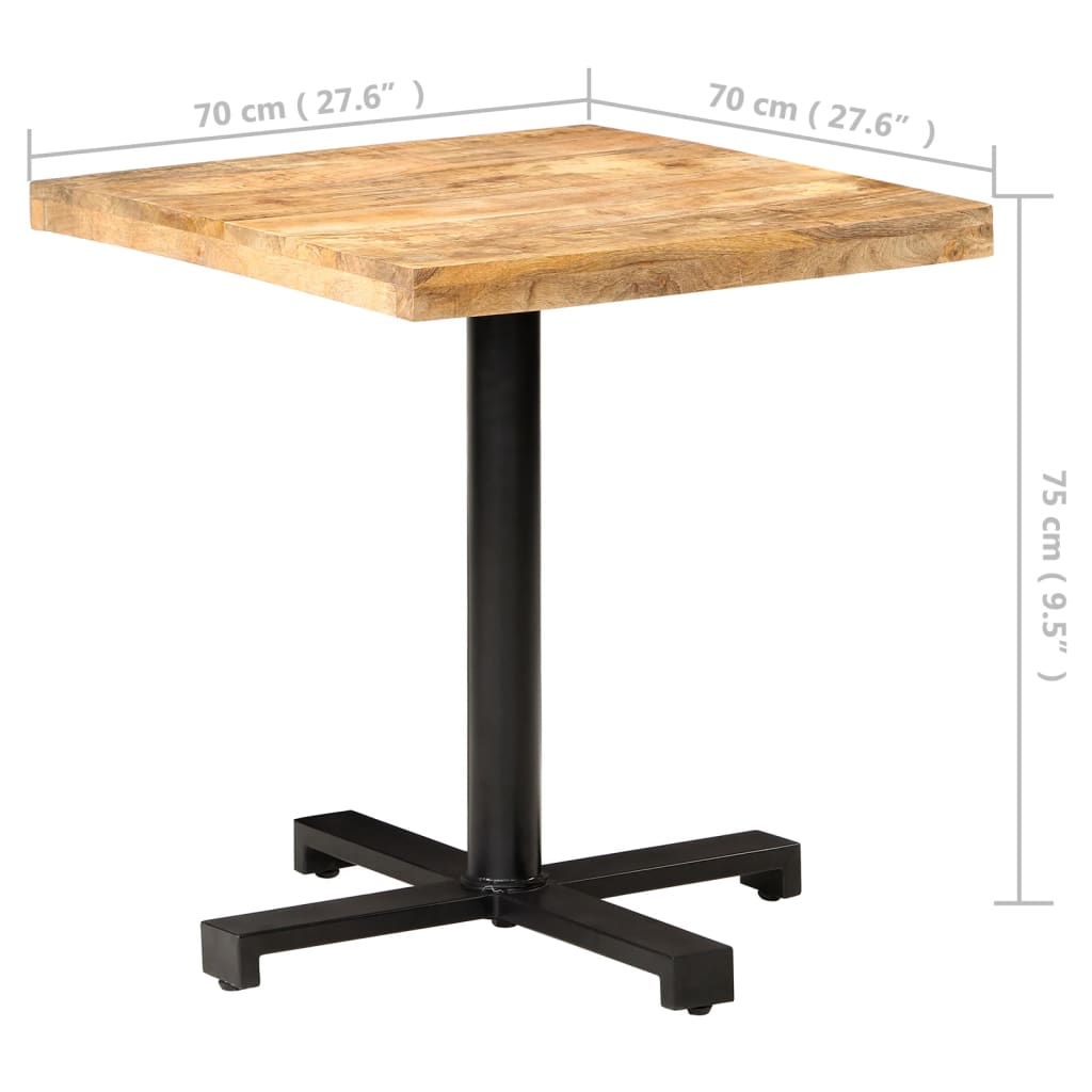 Bistro Bord Firkantet 70x70x75 cm Groft Mango Træ