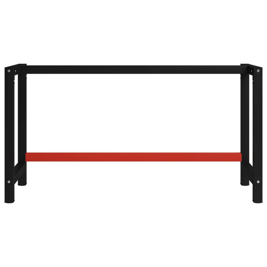 Werkbankgestell Metall 150x57x79 cm Schwarz und Rot