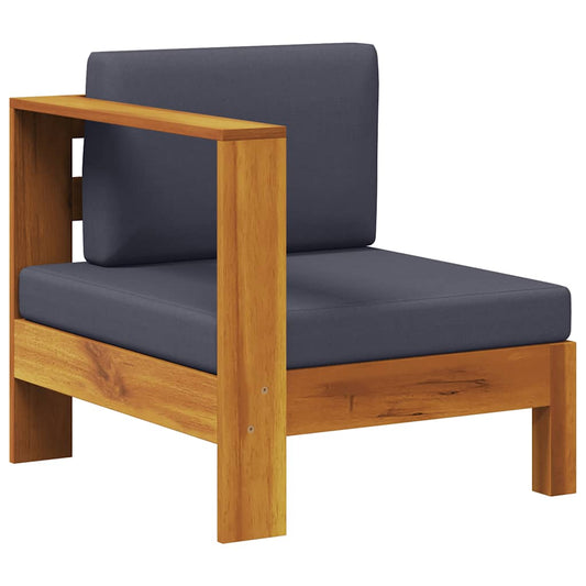 Mittelsofa mit 1 Armlehne Dunkelgrau Massivholz Akazie