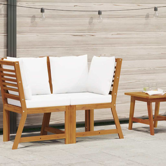 Modular-Ecksofa mit Cremeweißen Kissen Akazie Massivholz