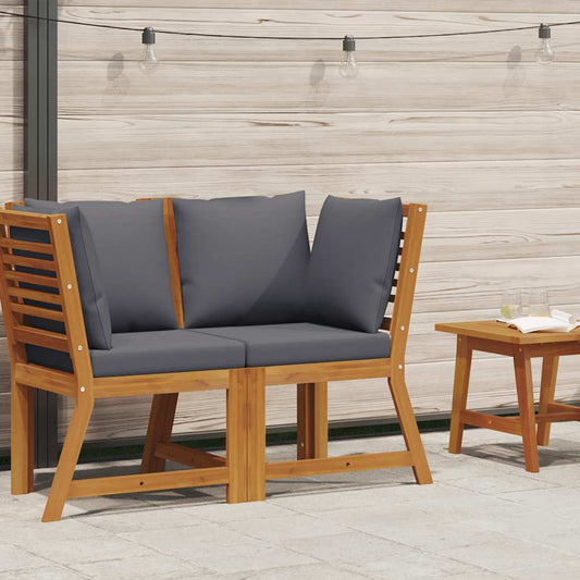 Modular-Sofa-Eckteil mit Dunkelgrauen Kissen Massivholz Akazie