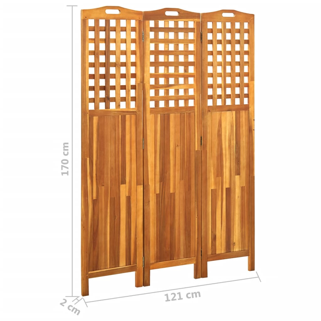 3-delt rumdeler 121x2x170 cm akacie massivt træ