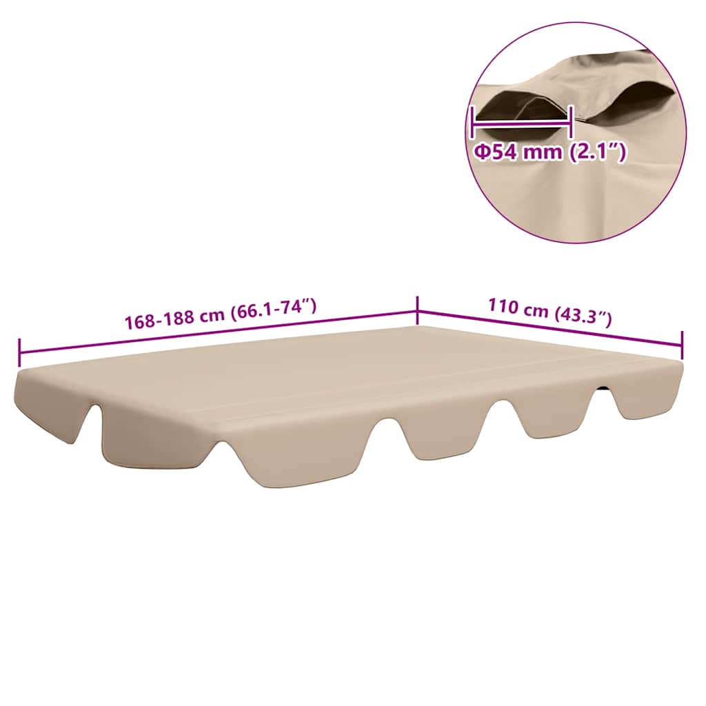 Ersatzdach für Hollywoodschaukel Beige 188/168x145/110 cm