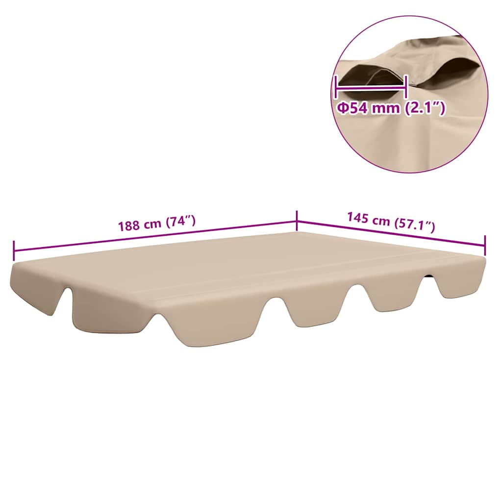 Ersatzdach für Hollywoodschaukel Beige 188/168x145/110 cm