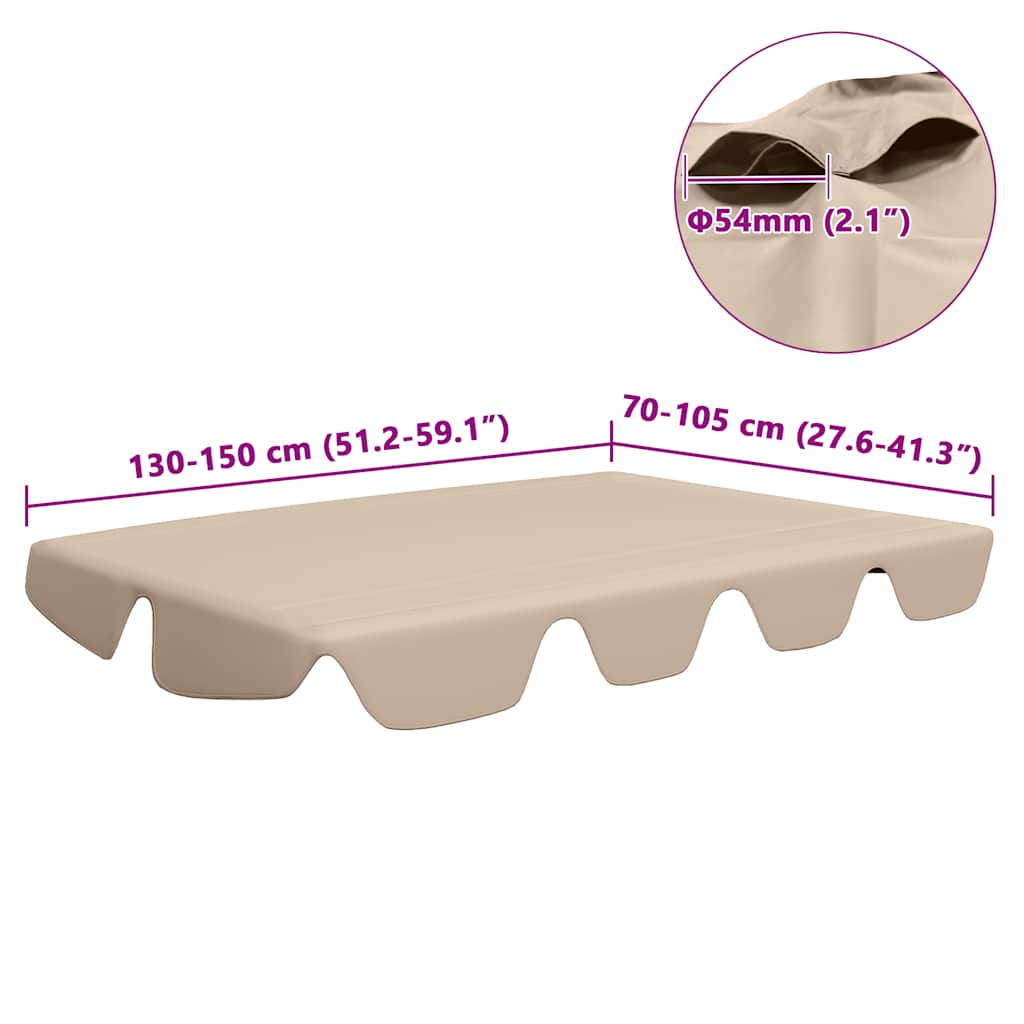Ersatzdach für Hollywoodschaukel Beige 150/130x105/70 cm