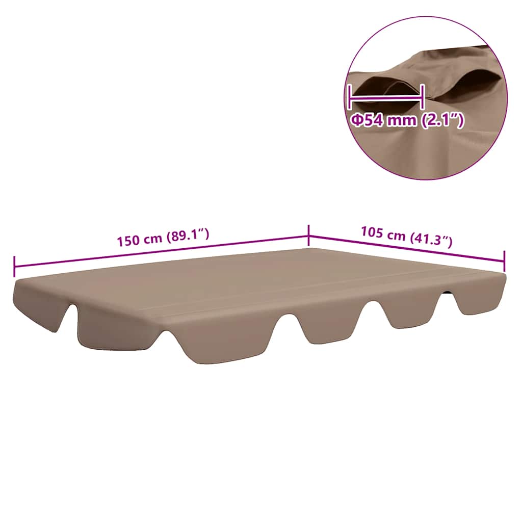 Ersatzdach für Hollywoodschaukel Taupe 150/130x105/70 cm