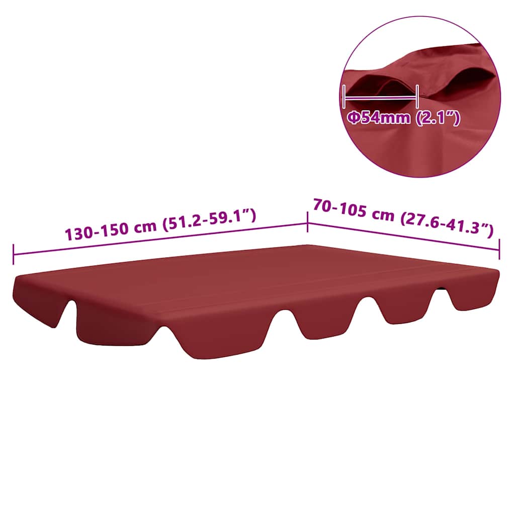Ersatzdach für Hollywoodschaukel Weinrot 150/130x105/70 cm