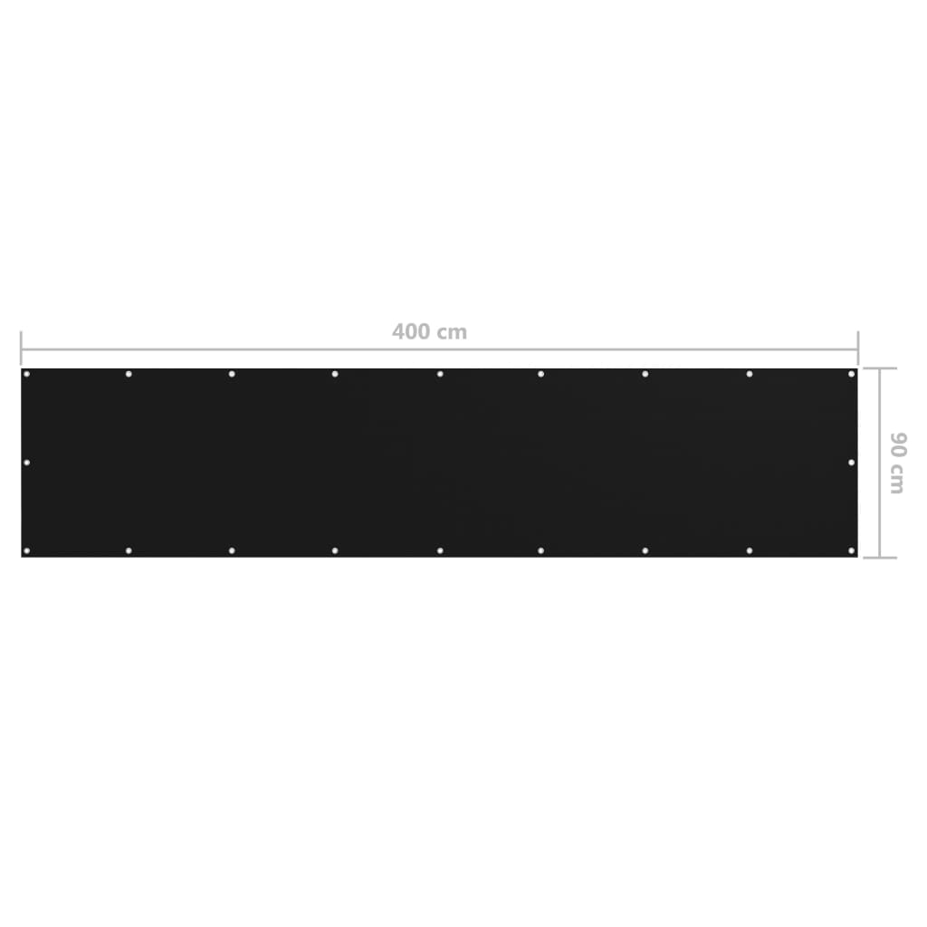 Balkon-Sichtschutz Schwarz 90x400 cm Oxford-Gewebe