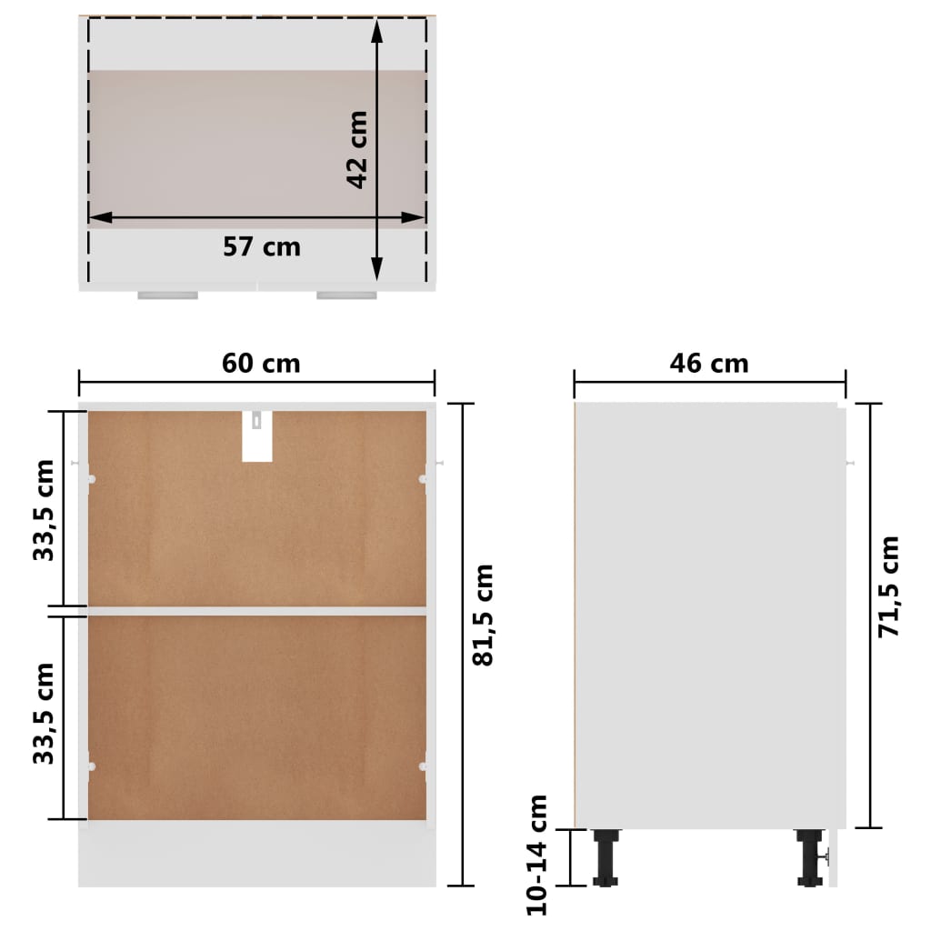 Unterschrank Lyon Weiß 60x46x81,5 cm Holzwerkstoff