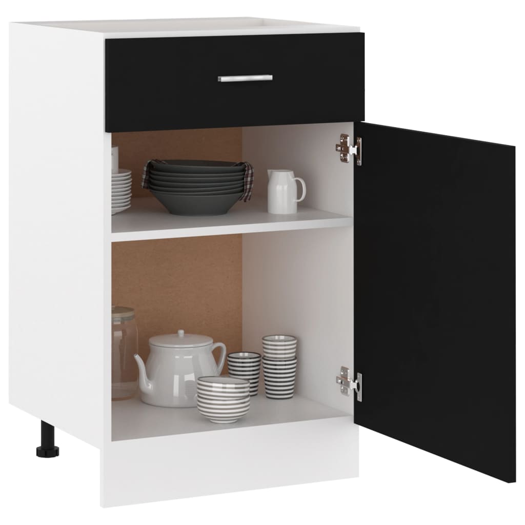 Schubunterschrank Lyon Schwarz 50x46x81,5 cm Holzwerkstoff
