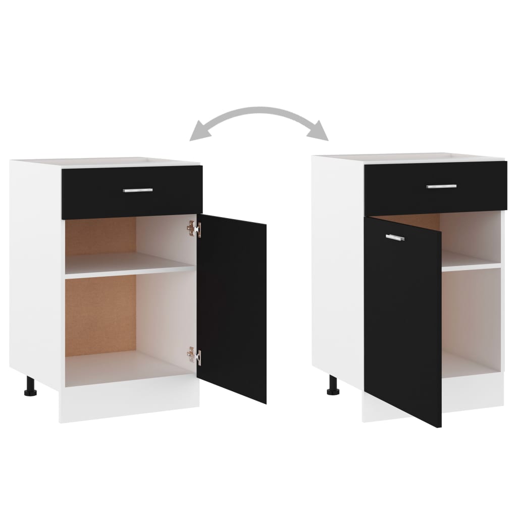 Schubunterschrank Lyon Schwarz 50x46x81,5 cm Holzwerkstoff