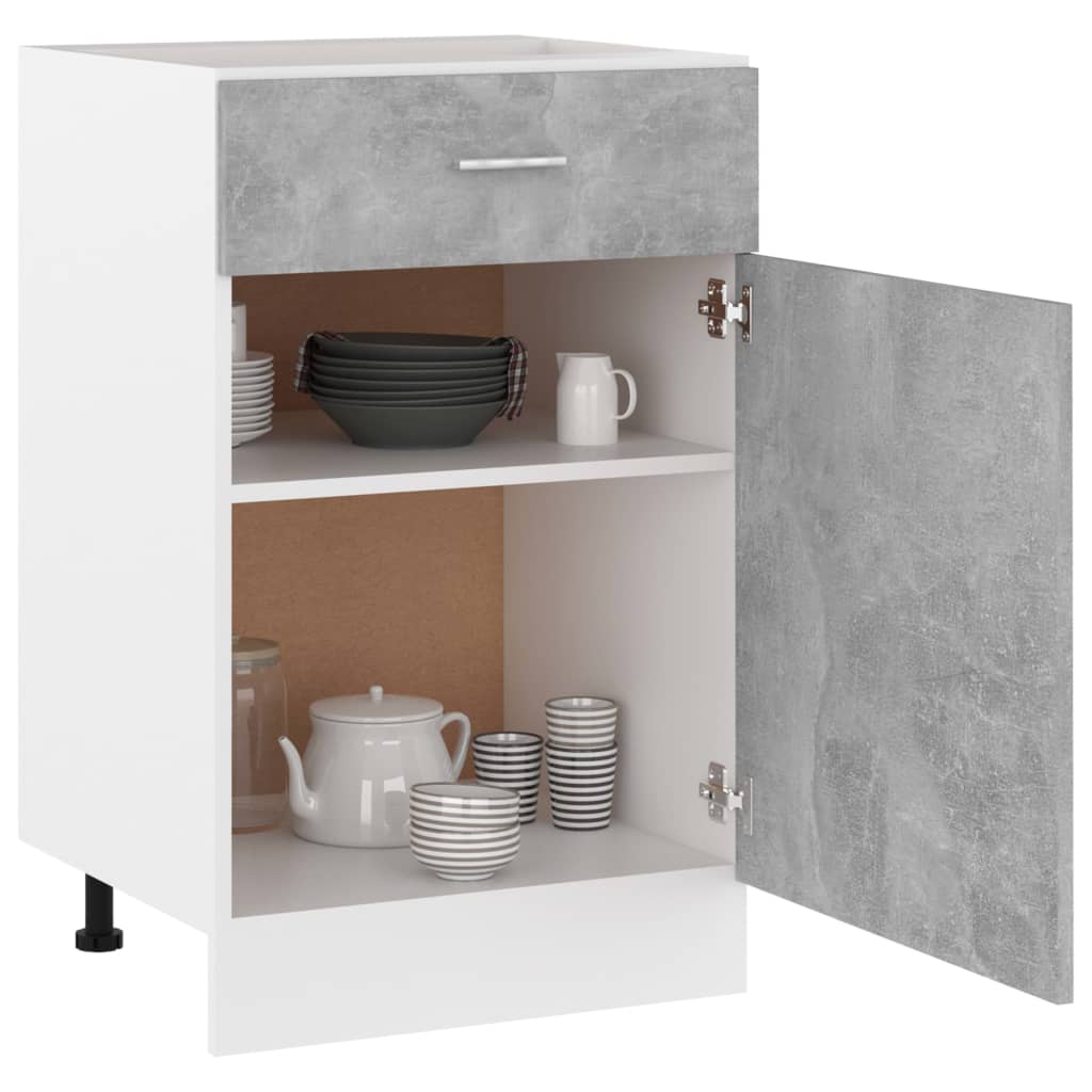 Skuffeunderskab betongrå 50x46x81,5 cm træmateriale