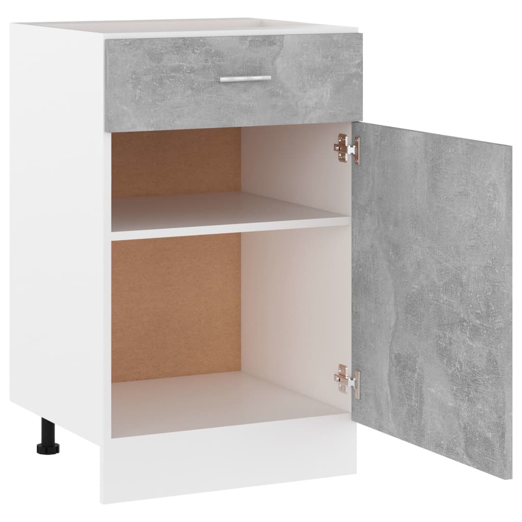 Skuffeunderskab betongrå 50x46x81,5 cm træmateriale