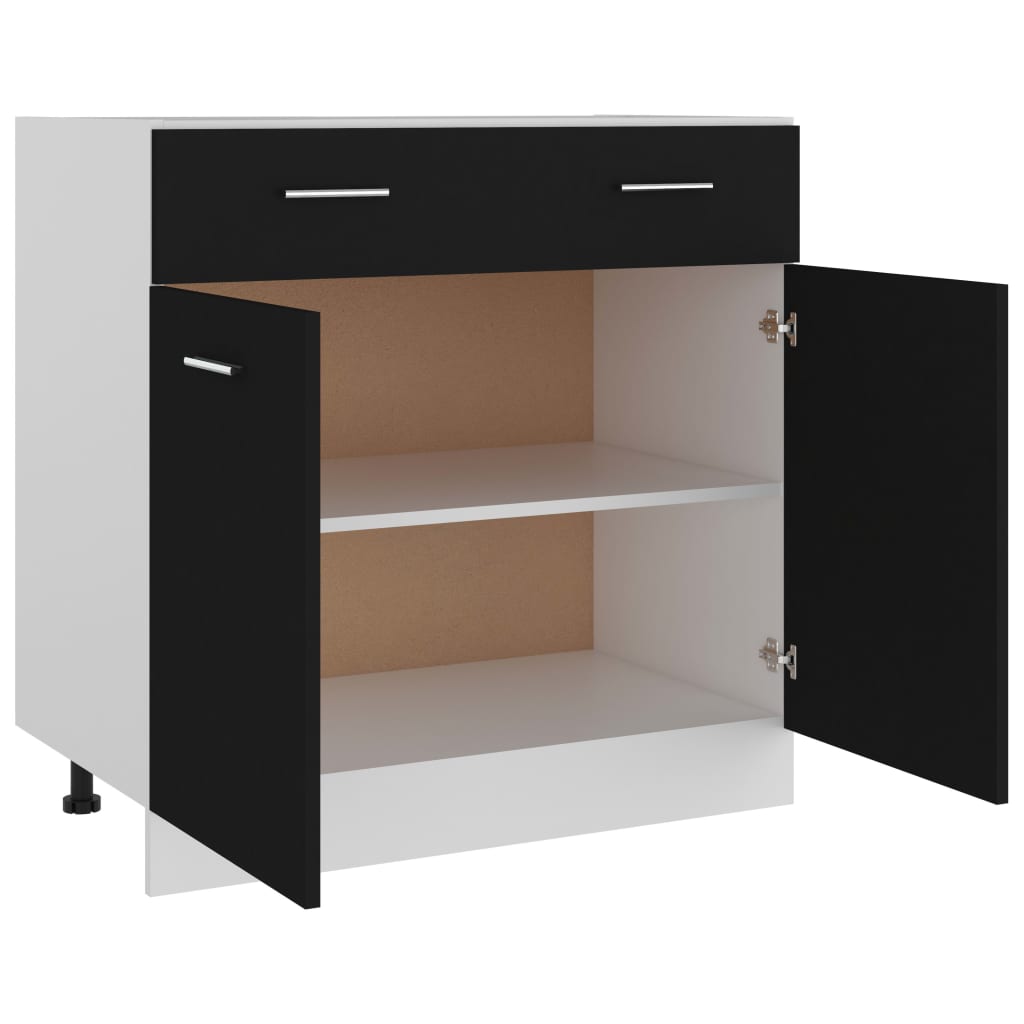 Skuffeskab Sort 80x46x81,5 cm Træ Materiale