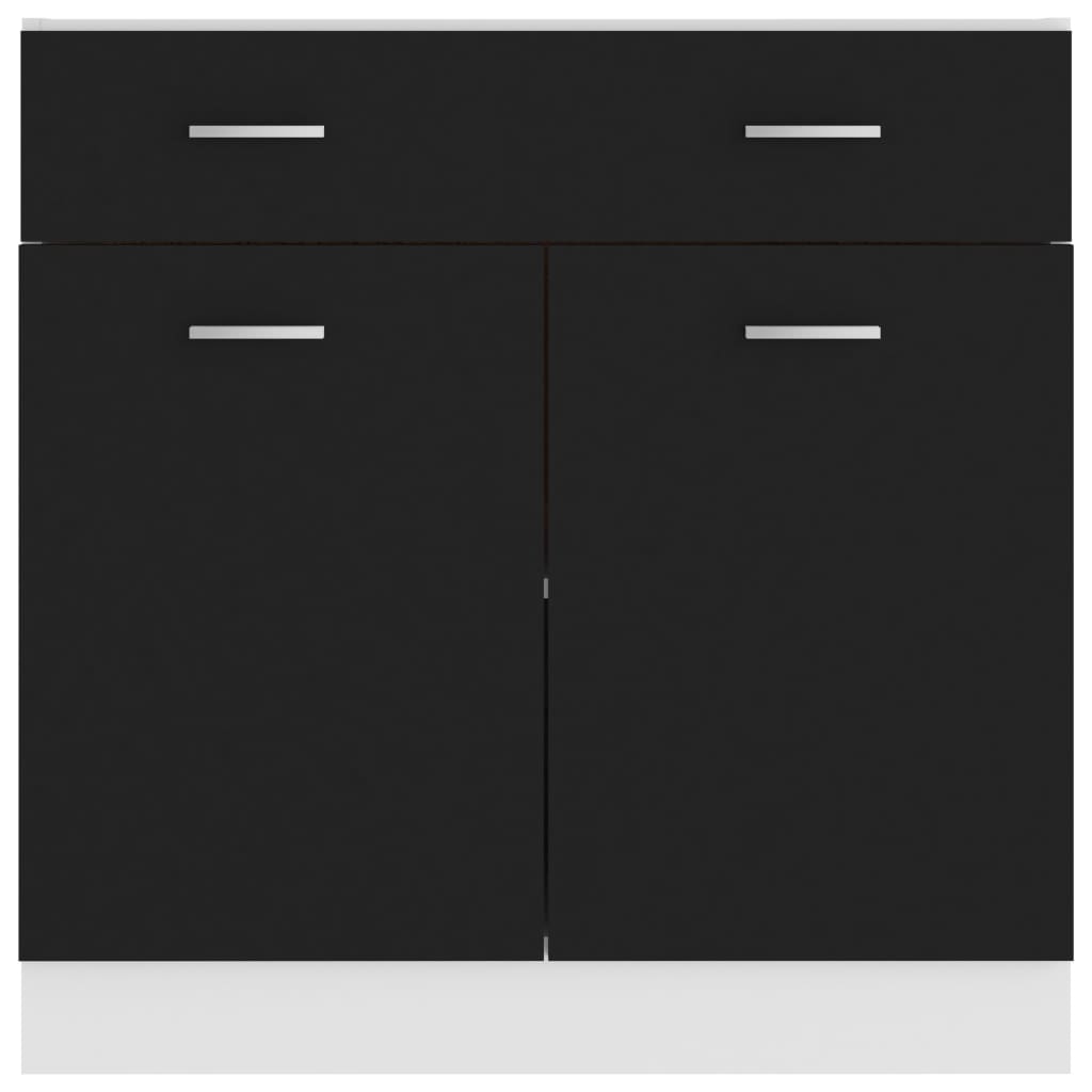 Skuffeskab Sort 80x46x81,5 cm Træ Materiale