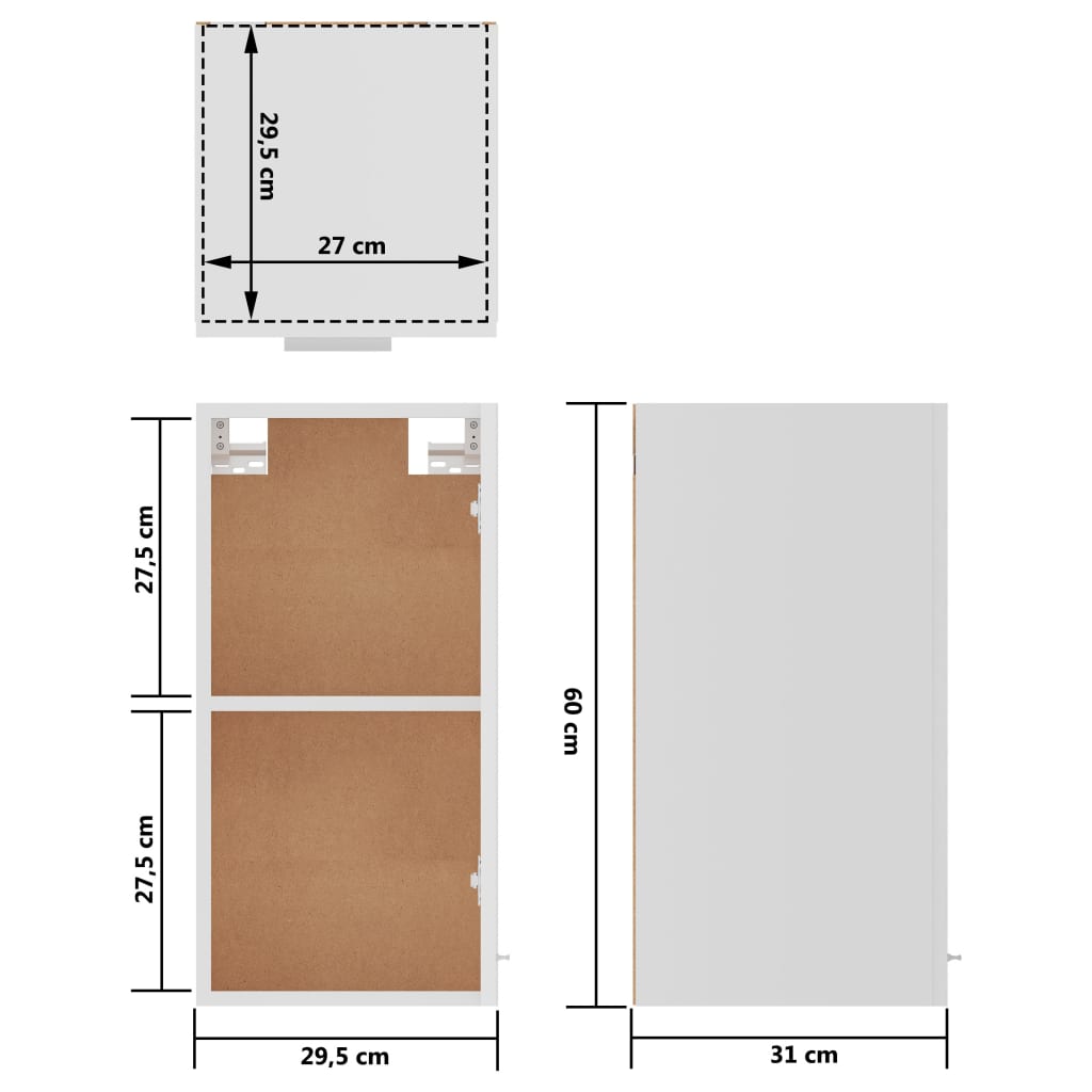 Hängeschrank Lyon Weiß 29,5x31x60 cm Holzwerkstoff