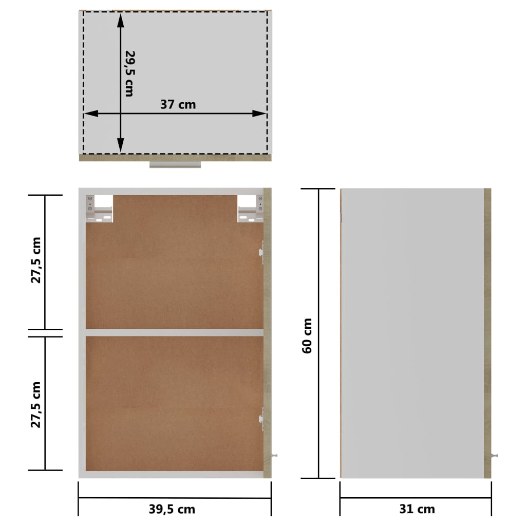 Vægskab Sonoma Eg 39,5x31x60 cm Træ Materiale