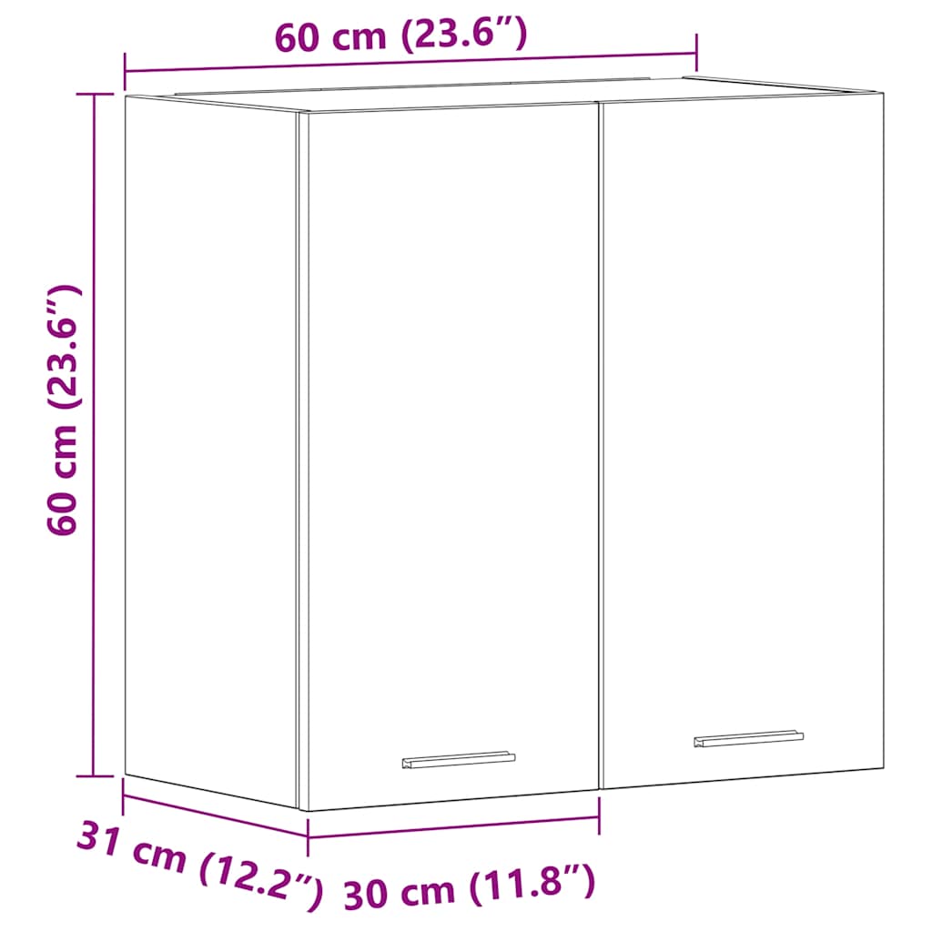 Hängeschrank Lyon Weiß 60x31x60 cm Holzwerkstoff