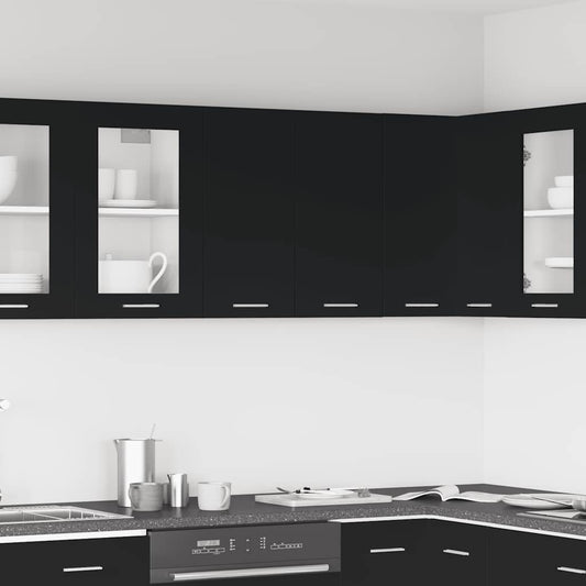 Overskab Sort 60x31x60 cm Træ Materiale