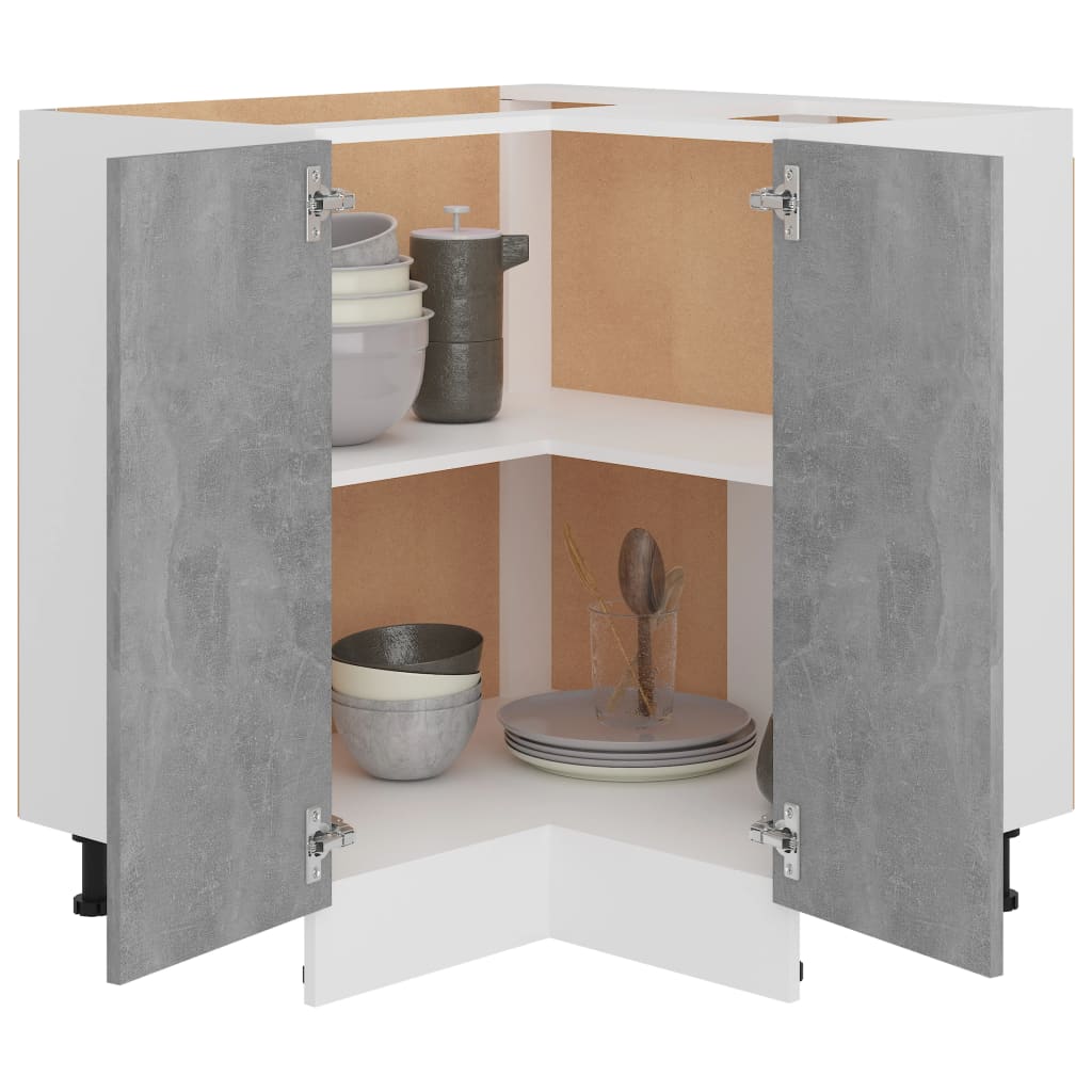 Eckunterschrank Lyon Betongrau 75,5x75,5x81,5 cm Holzwerkstoff