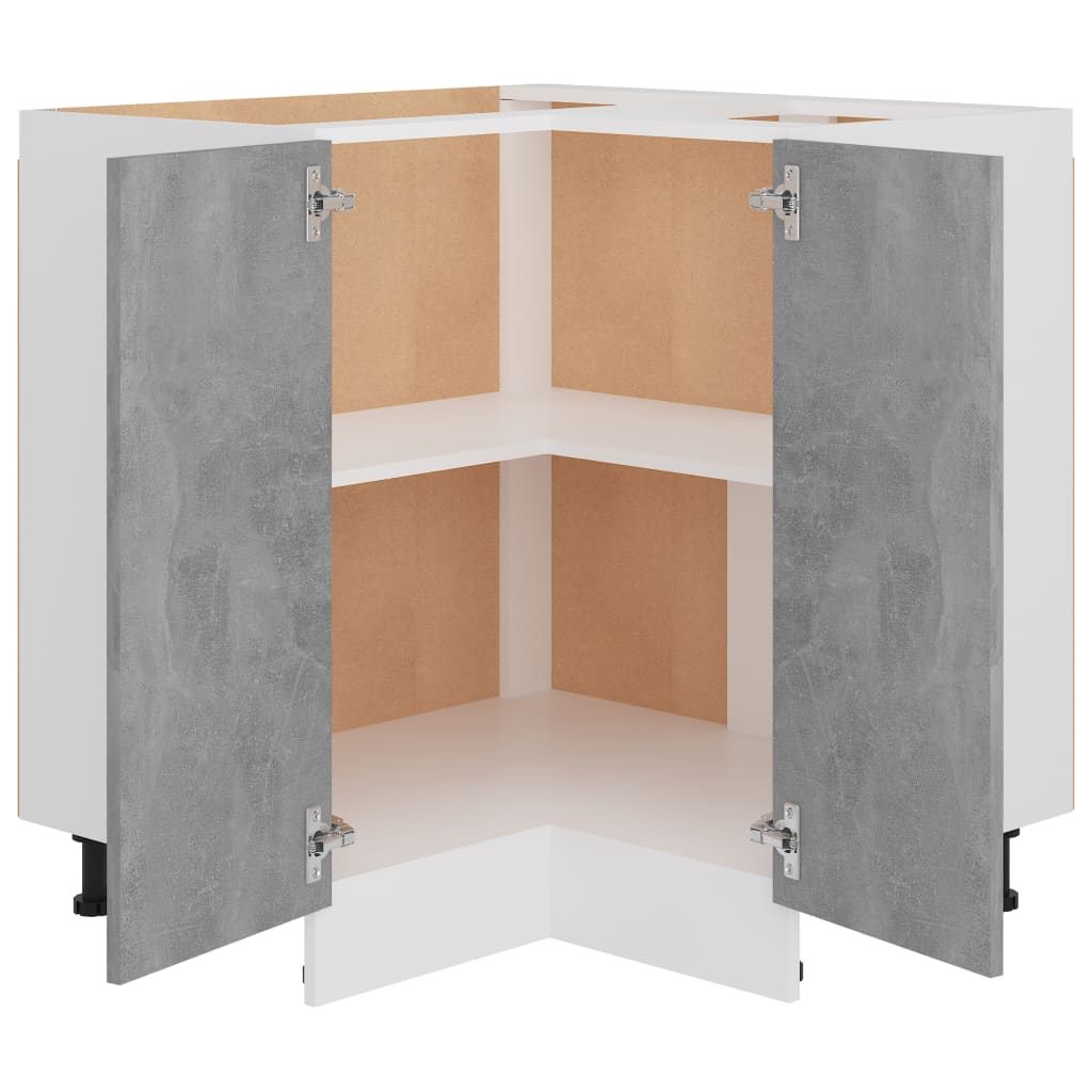 Eckunterschrank Lyon Betongrau 75,5x75,5x81,5 cm Holzwerkstoff