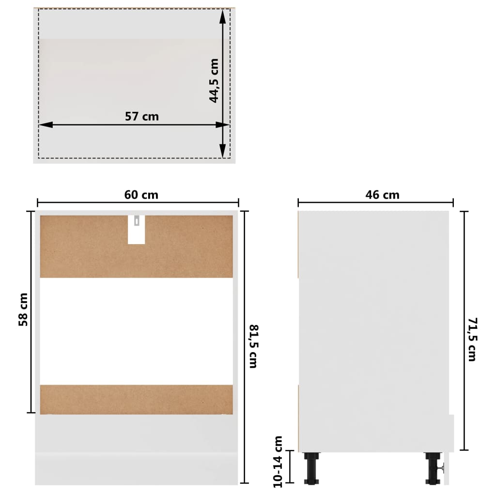 Herdumbauschrank Riga Weiß 60x46x81,5 cm Holzwerkstoff