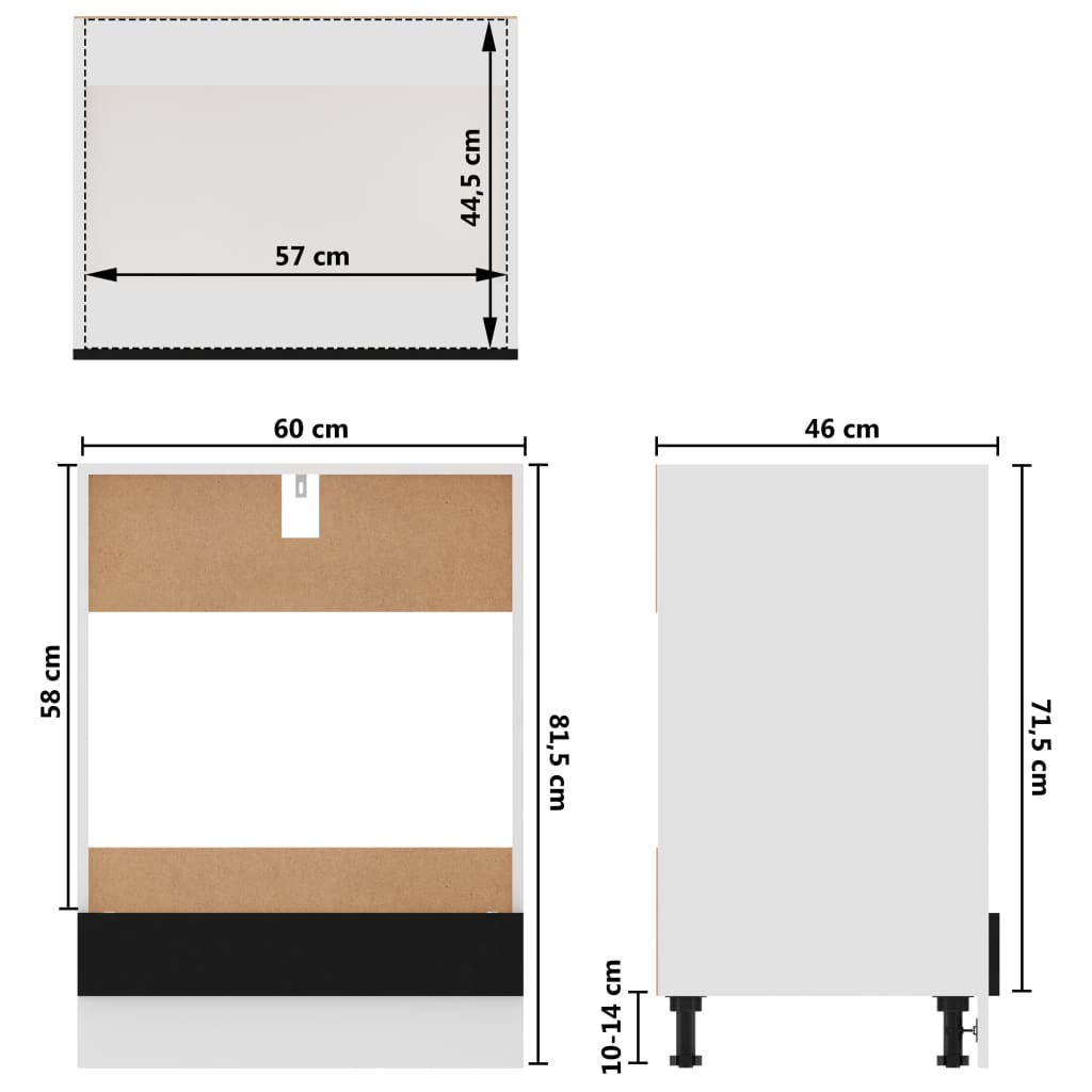 Herdumbauschrank Riga Schwarz 60x46x81,5 cm Holzwerkstoff