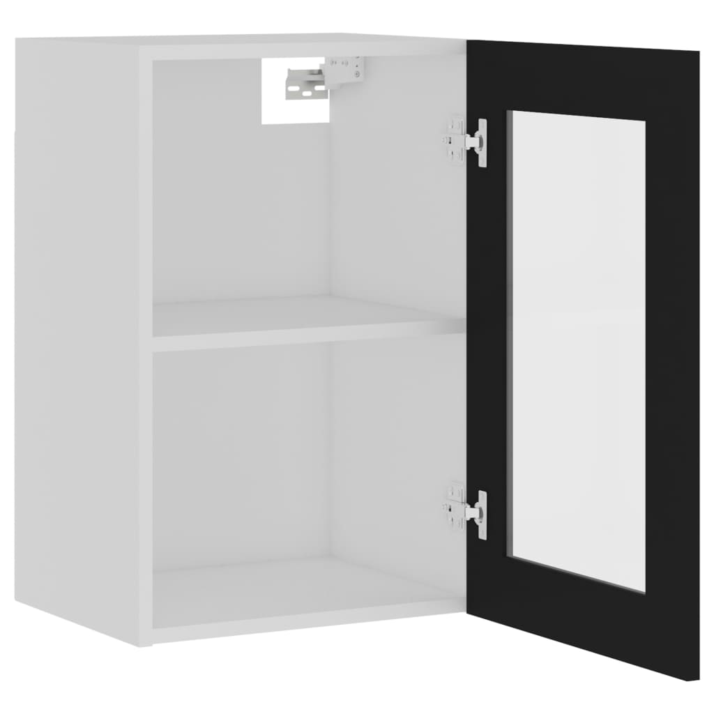 Hängeglasschrank Lyon Schwarz 40x31x60 cm Holzwerkstoff