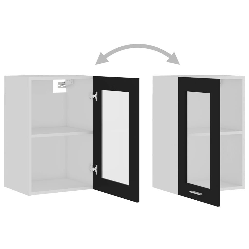 Hängeglasschrank Lyon Schwarz 40x31x60 cm Holzwerkstoff