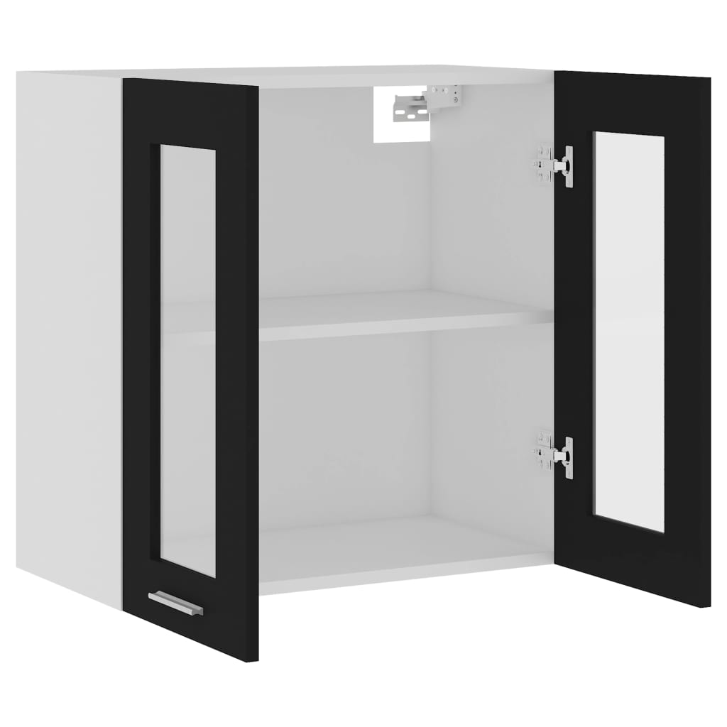 Hängeglasschrank Lyon Schwarz 60x31x60 cm Holzwerkstoff