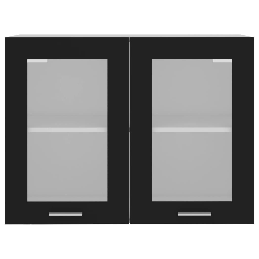 Hängeglasschrank Lyon Schwarz 80x31x60 cm Holzwerkstoff