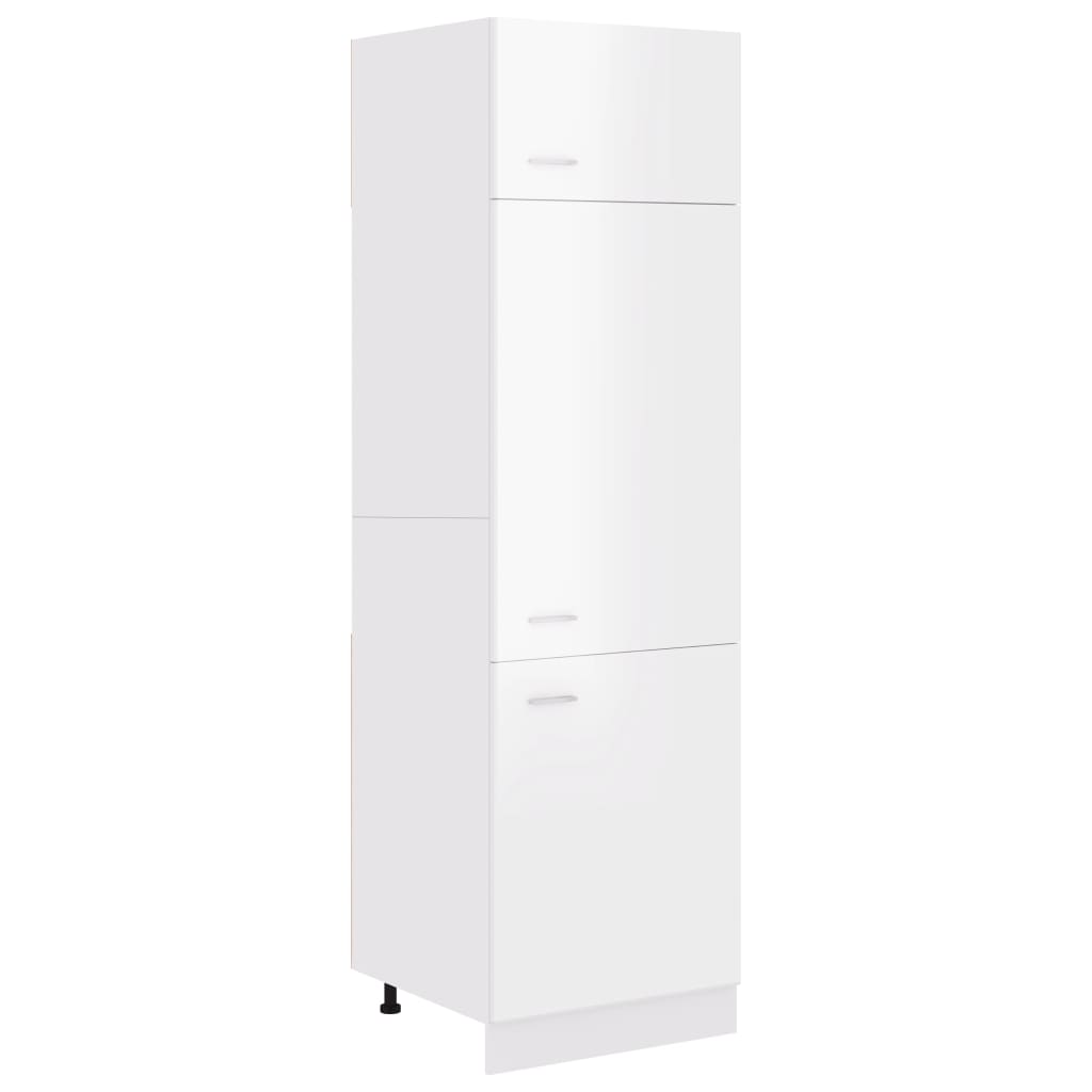 Kühlumbauschrank Lyon Hochglanz-Weiß 60x57x207 cm Holzwerkstoff