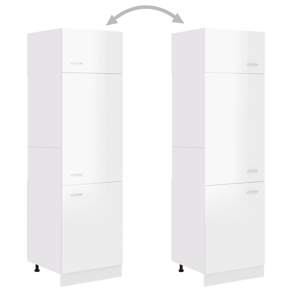 Kühlumbauschrank Lyon Hochglanz-Weiß 60x57x207 cm Holzwerkstoff