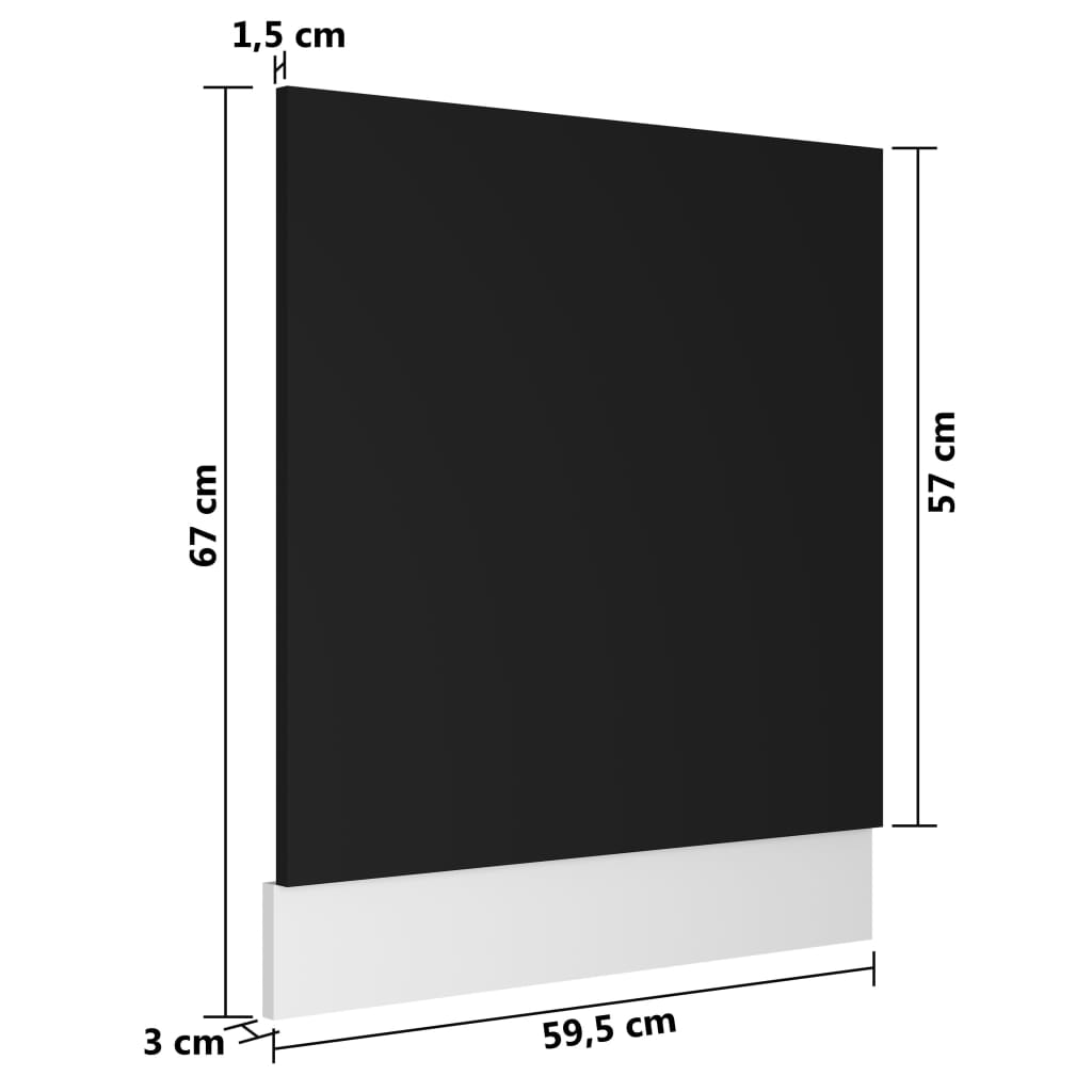 Geschirrspülerblende Lyon Schwarz 59,5x3x67 cm Holzwerkstoff
