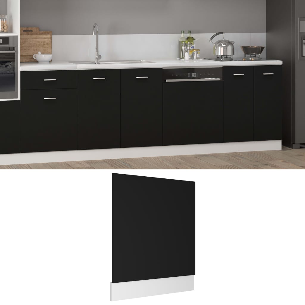 Geschirrspülerblende Lyon Schwarz 59,5x3x67 cm Holzwerkstoff
