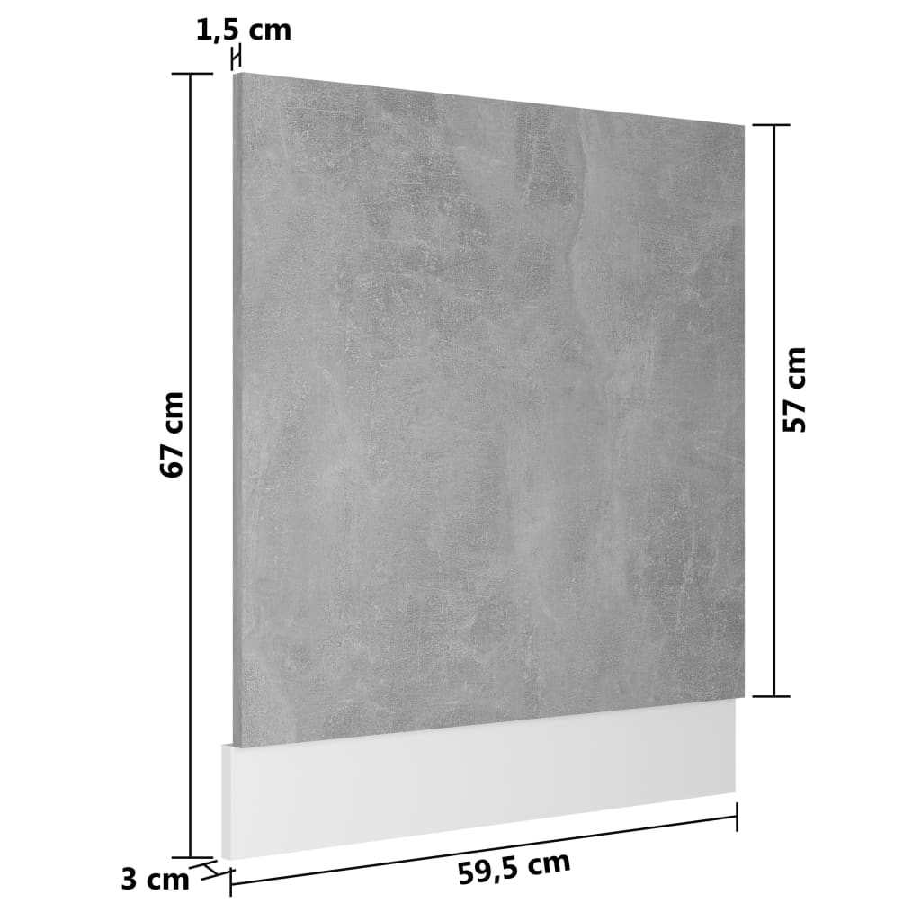 Opvaskemaskine panel betongrå 59,5x3x67 cm træmateriale